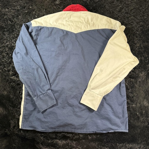 Roper Shirt Mens XL Red White Blue Western Pearl Snap USA Flag Stars Stripes - Picture 10 of 10